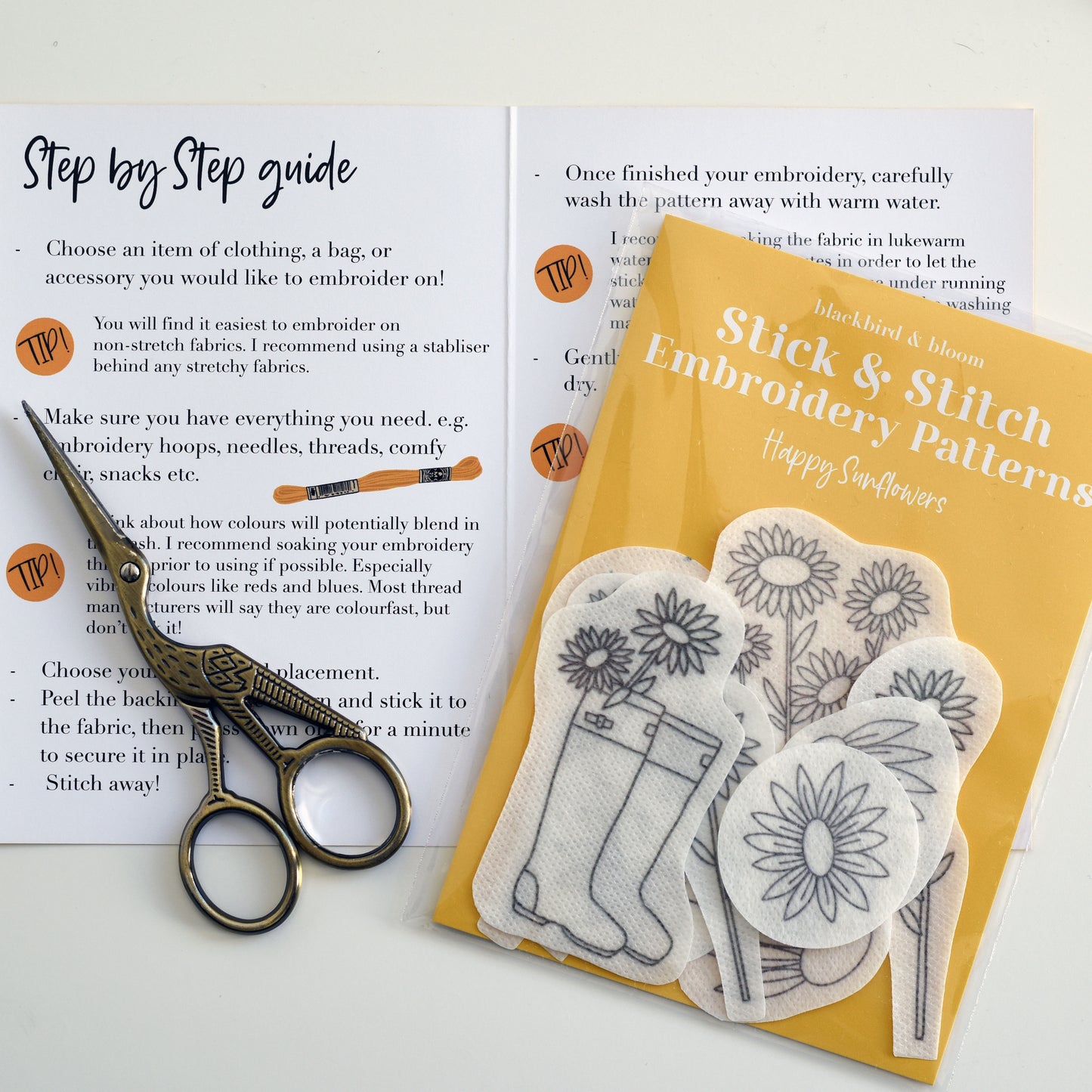 Happy Sunflowers Stick & Stitch Embroidery Patterns